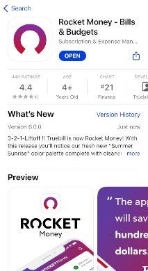 Screenshot of Rocket Money's listing in the App Store